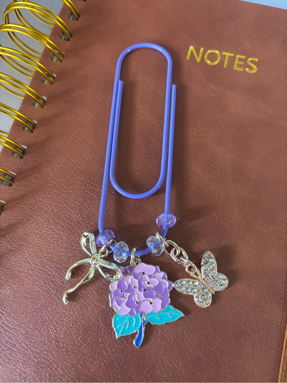 Purple Floral Hydrangea Charm Bookmark